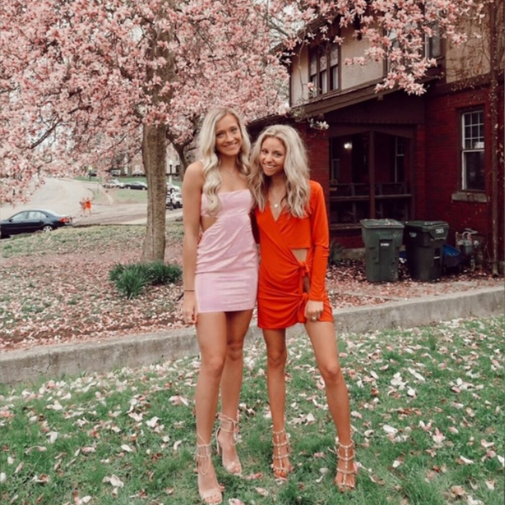 superdown Pink Mini Dress & superdown Orange Long-Sleeve Mini Dress